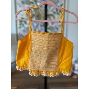 New Tanya Taylor Randy Smocked Tank Top in Yellow Size Large